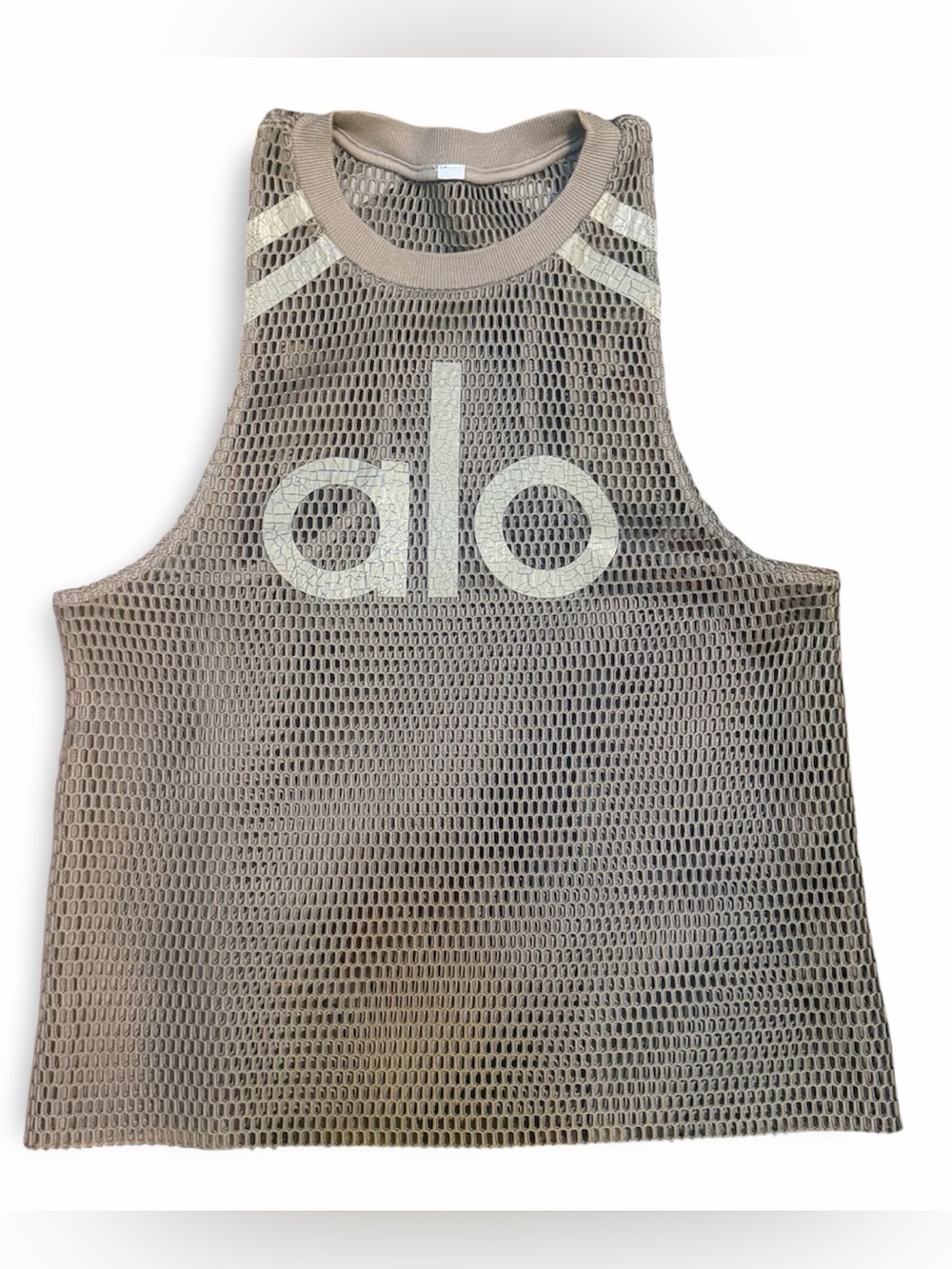 Alo Yoga Jersey Tank Mesh Beige Crackle